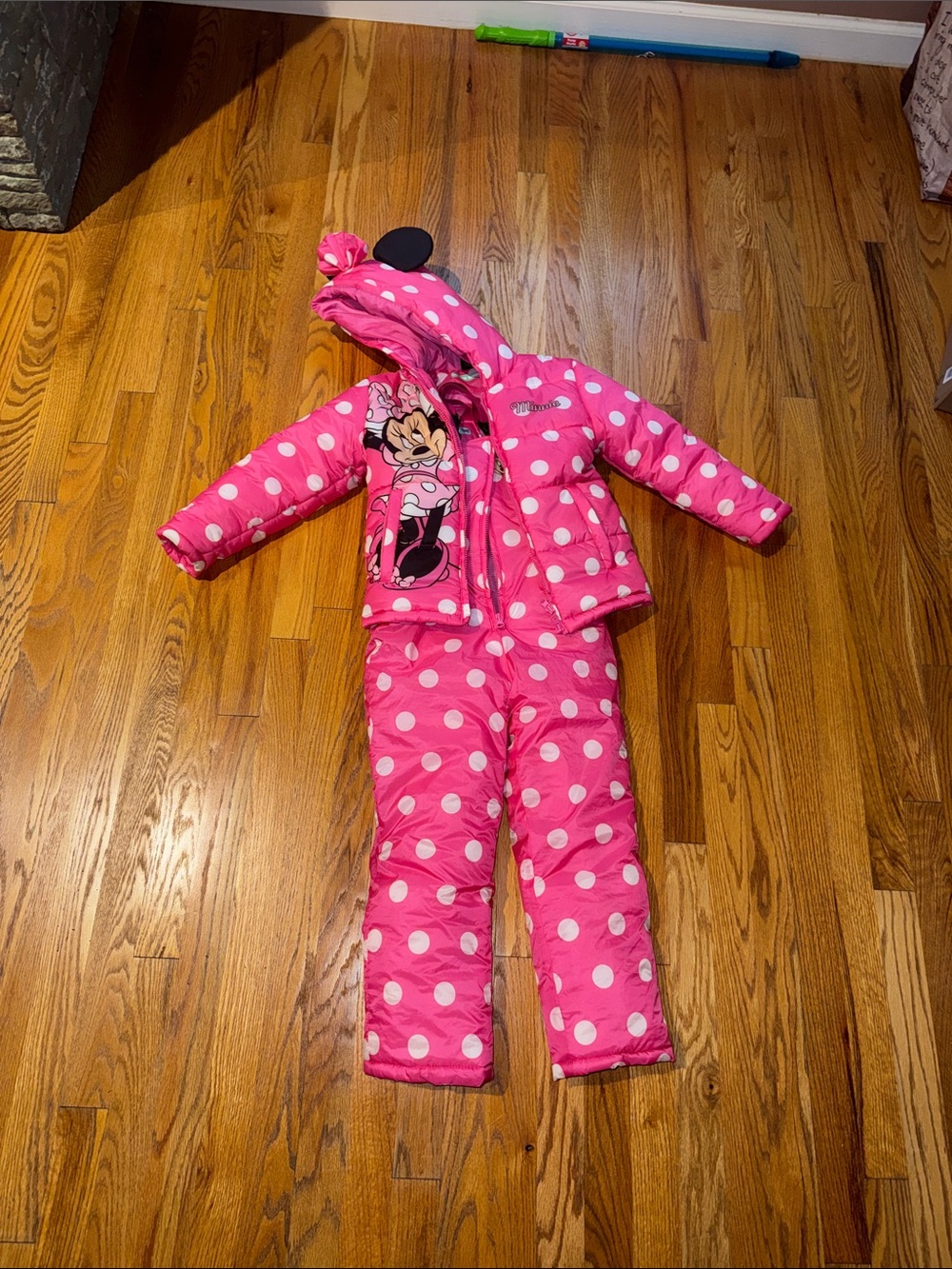 Disney Pink White Polka Dot Minnie Mouse Puffer Jacket and Snow Pants